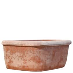 Lavandino a Pozzetto Liscio in terracotta artigianale con forma ovale e superficie liscia