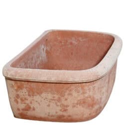 Lavandino a Pozzetto Liscio in terracotta artigianale con forma ovale e superficie liscia