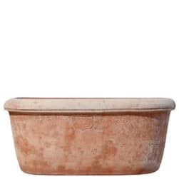 Lavandino a Pozzetto Liscio in terracotta artigianale con forma ovale e superficie liscia