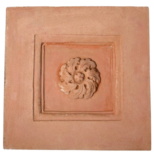 Terracotta studded caisson panel decorative wall tile inspired by Florentine coffered ceilings