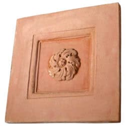 Terracotta studded caisson panel decorative wall tile inspired by Florentine coffered ceilings