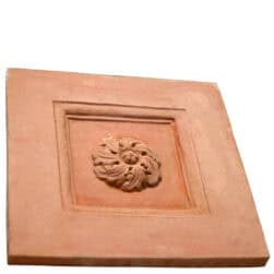 Terracotta studded caisson panel decorative wall tile inspired by Florentine coffered ceilings