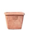 Didorlo Terracotta Impruneta, piccolo vaso quadrato con orlo in terracotta naturale.