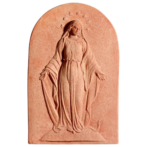 Decorative panel to hang depicting the Immaculate Conception. Modeling made in high relief. Holy Virgin Mary.