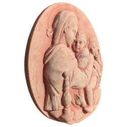 Handcrafted terracotta replica of Raphael's "Madonna della Seggiola," a symbol of devotion and Renaissance art, ideal for any environment and special occasion.