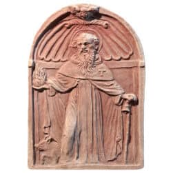 Pannello in terracotta con Sant’Antonio Abate in bassorilievo