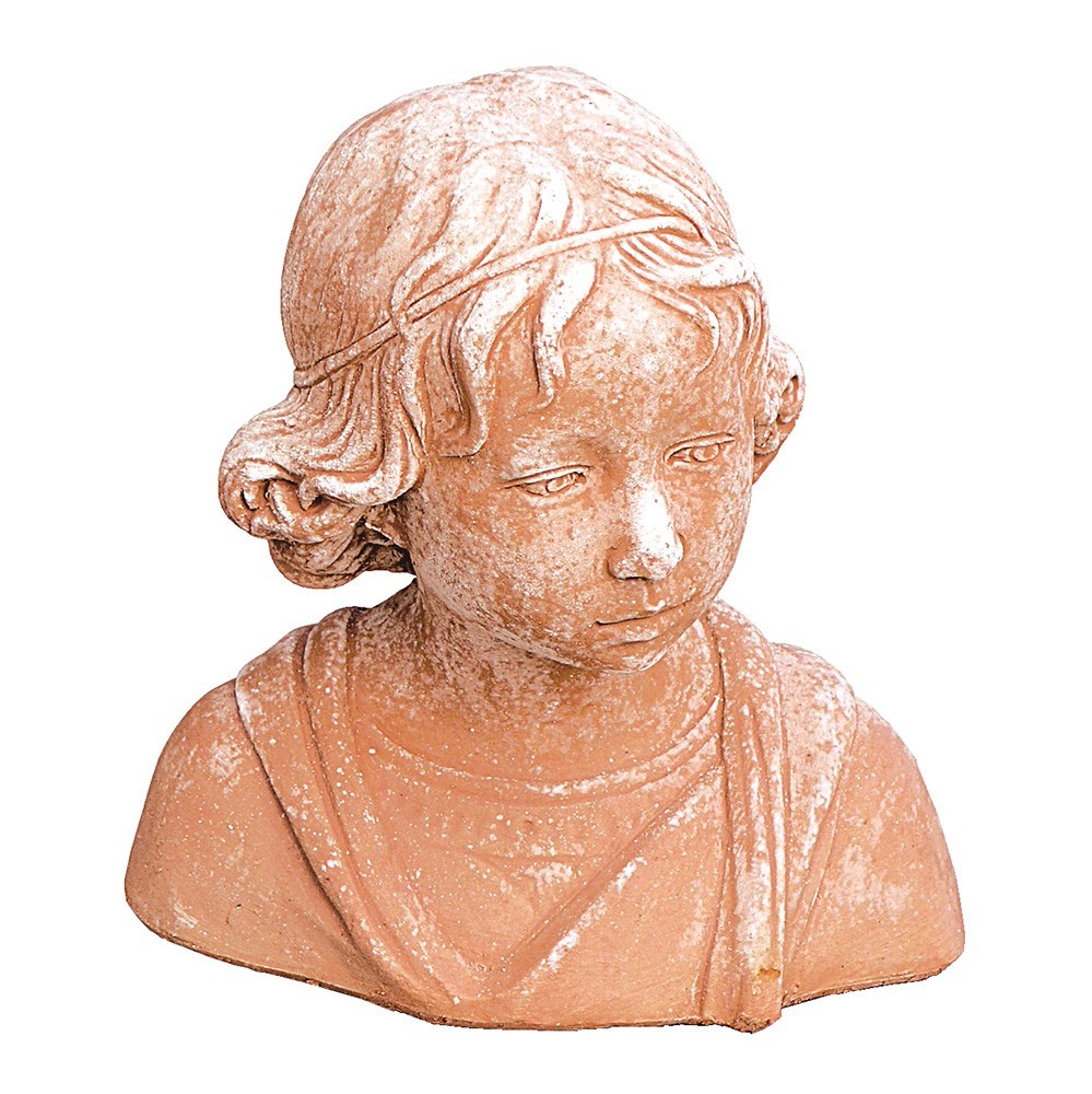 Classic statue depicting Bust of a child by Andrea Della Robbia. Modeling made in high relief. Handcrafted, frost resistant.