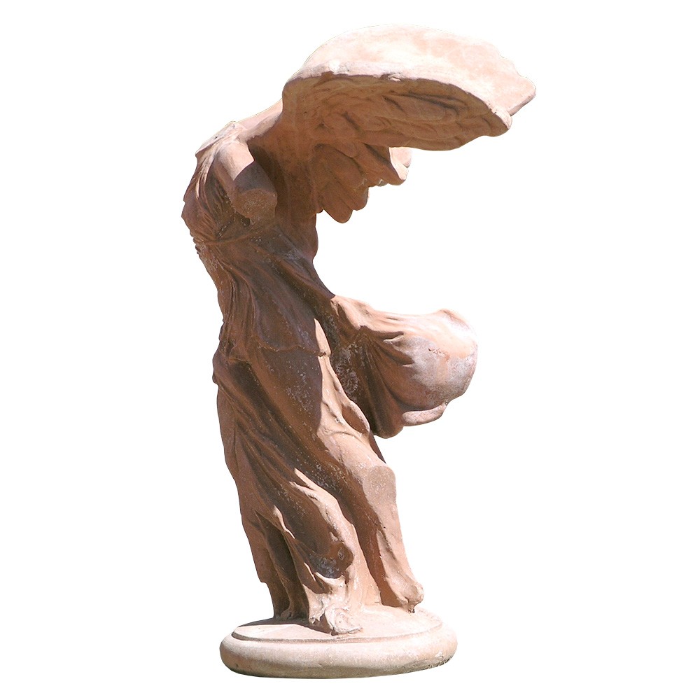 Nike of Samotraki. Classical statue. Made in one size. Modeling made in high relief. Handmade with Impruneta clay, resistant to frost at over -30 ° C with excellent durability, the shape remains unchanged over time. With the passing of the seasons it acquires a beautiful surface appearance.