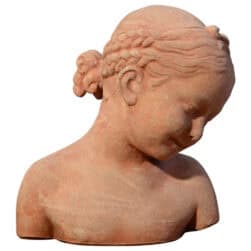 Girl with Ribbon terracotta bust by Luigi Pampaloni neoclassical decorative sculpture