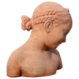 Girl with Ribbon terracotta bust by Luigi Pampaloni neoclassical decorative sculpture