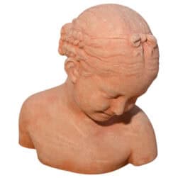 Girl with Ribbon terracotta bust by Luigi Pampaloni neoclassical decorative sculpture