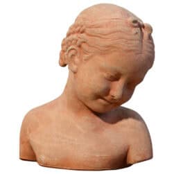 Girl with Ribbon terracotta bust by Luigi Pampaloni neoclassical decorative sculpture