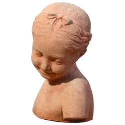 Girl with Ribbon terracotta bust by Luigi Pampaloni neoclassical decorative sculpture