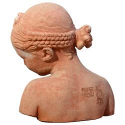 Girl with Ribbon terracotta bust by Luigi Pampaloni neoclassical decorative sculpture