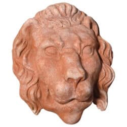 Terracotta Lion mask wall decoration stylized lion head for gardens and classical interiors