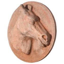Rilievo circolare Cavallo in Tondo in terracotta con profilo di cavallo per decorazione da parete