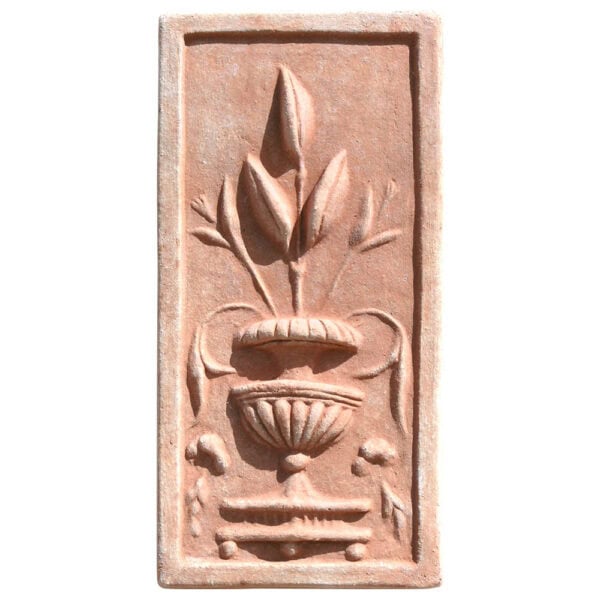 Liberty Flower Panel in terracotta with a floral motif in high relief.