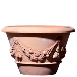 Basin for flowers and plants. Flower vase for classic furnishings. Historical archive of the Sannini terracottas of Impruneta. Medium sized vase.