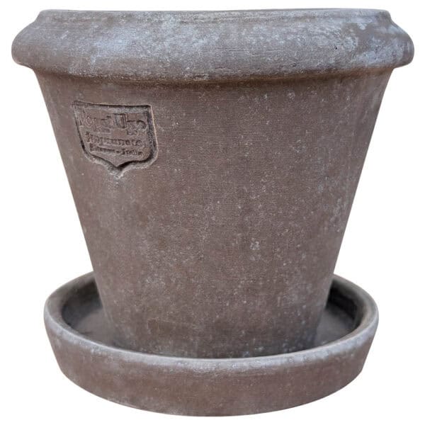 Small terracotta cone with decorative raised rim for succulents, herbs, or small plants.
