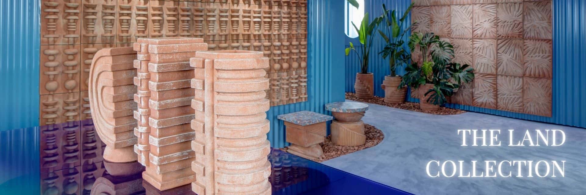 Collezione LAND di Poggi Ugo in terracotta, installazione urbana e contemporanea al Fuorisalone di Milano